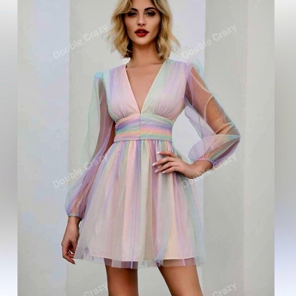 Double Crazy Pastel Rainbow Dress